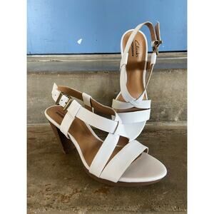NIB Clarks Jaelyn Fog white heeled slingback sandal